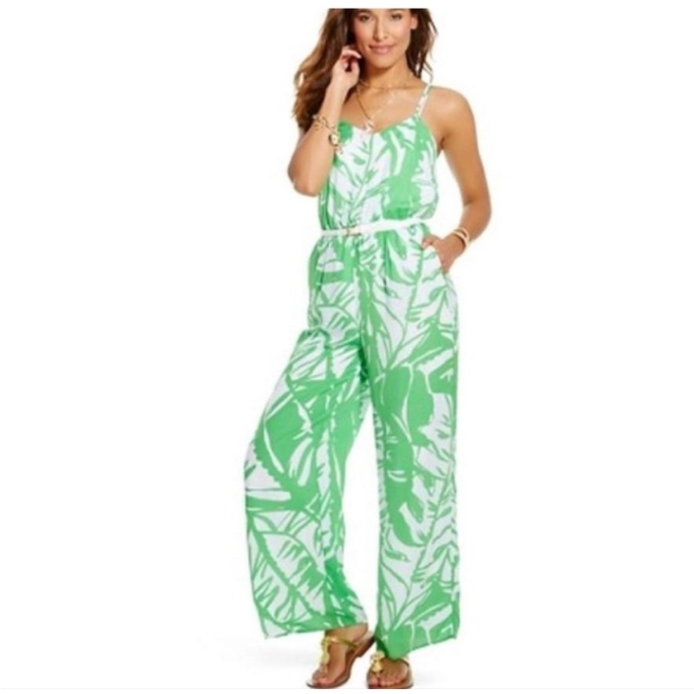 LILLY PULITZER for TARGET Green and White Jumpsuit Romper w/ side pockets
